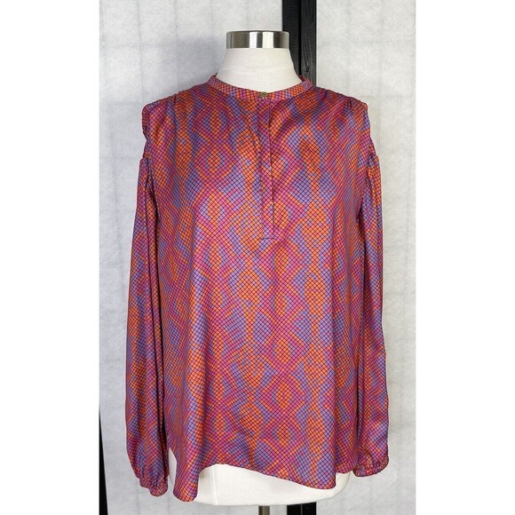 Vibrant Purple and Orange Women's Blouse - Picture 1 of 6
